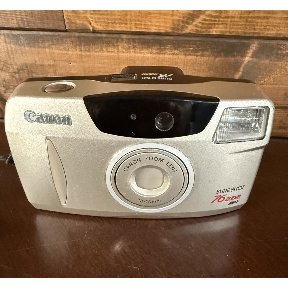 Canon Sure Shot 76 Zoom 38-76mm Point & Shoot Film Camera Silver Tested/Working